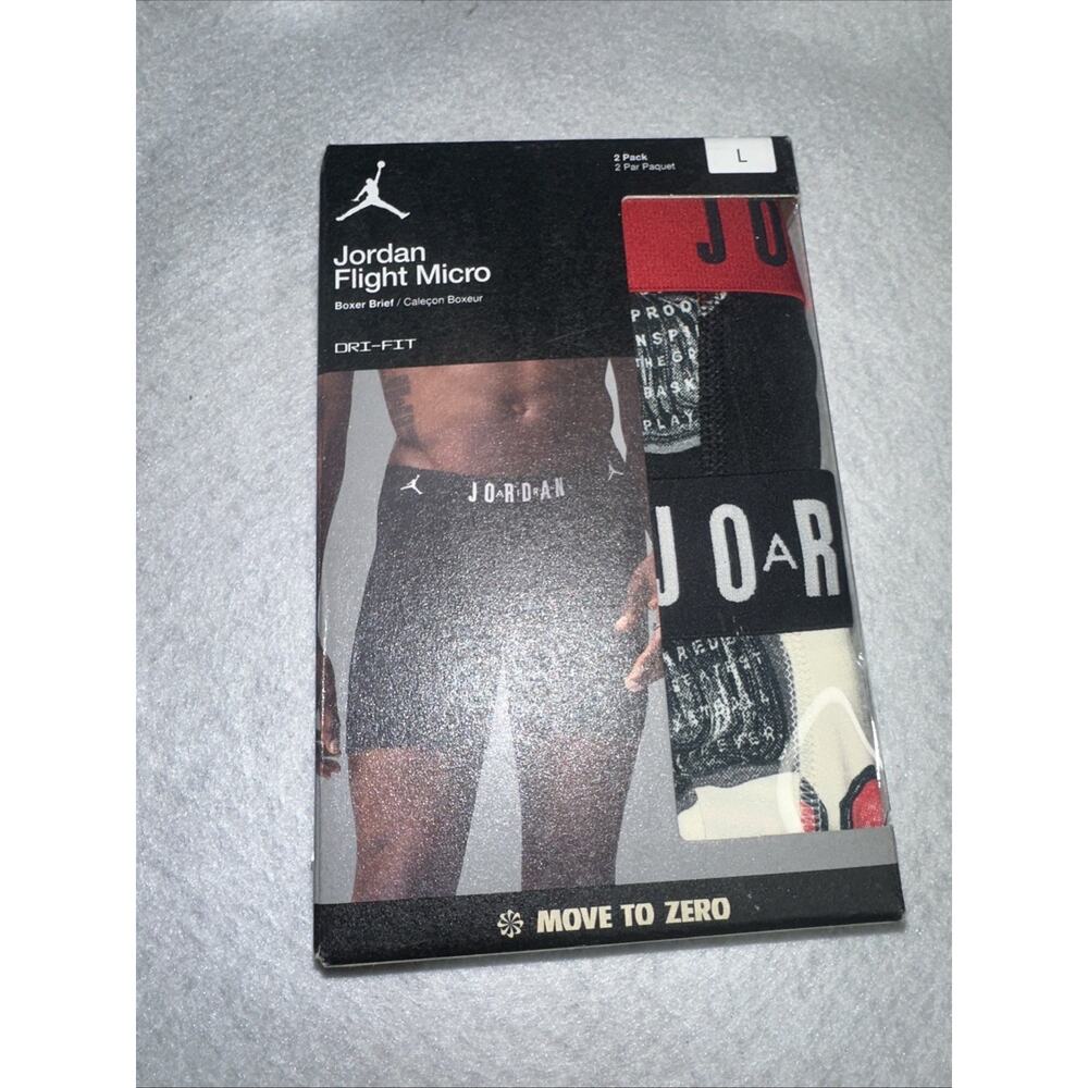 Air Jordan Flight DRI-FIT Microfiber 2 Pack Boxer Brief Black/Sail Mens Size L